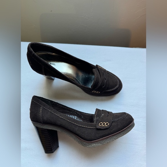 Vintage Y2K Style & Co Brown suede leather loafer heels 🤎 size 6.5 - Picture 4 of 8